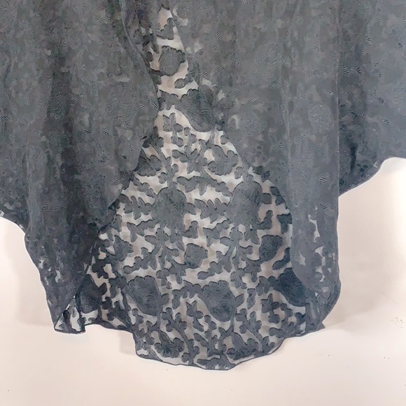 Fantasies by Morgan Taylor Vintage Women’s One Size Fits Most Black Sheer Kimono - Picture 4 of 8